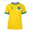 T-shirts hommes Nouveau style Brésil Football T-shirt pour hommes Jersey 3D Graphique T-shirts Brasil Drapeau Impression T-shirt Football Sportswear Hommes Vêtements M230408