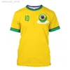 Men's T-Shirts New Style Brazil Football Men's T-shirt Jersey 3D Graphic T Shirts Brasil Flag Printing T Shirt Football Sportswear Men Clothing M230408