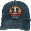 Boll Caps Border Collie Dad Ever Baseball Cap unisex justerbar vintage tvättad denim USA