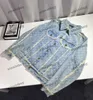 xinxinbuy men designer coat denim jacket tassel letter jacquard set