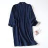 Kvinnors sömnkläder Spring Crepe och Thin Pyjamas Home Cotton Summer Bathrobe 2023 Nightgown Men Robe Ladies Japanese Style Service