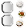 Conjuntos de louça de metal copos de condimento prato octogonal pratos de acampamento utensílios aperitivo inoxidável