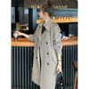 Trenchs de femmes manteaux vêtements d'hiver femmes revers solides boutons à double rangée long coupe-vent veste de travail manteau pour hauts pardessus N92