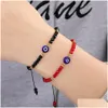 Charm-Armbänder Lucky Evil Eye Armband Handgefertigte wasserdichte Seilperlen-Kristallarmbänder für Frauen Schmuck Drop Delivery Jewel Dhgarden Dhpc7