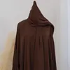 Abbigliamento etnico Jilbab per donna Maniche a palloncino Abaya con sciarpa Hijab integrata Abito da preghiera musulmano islamico Ramadan Eid Dubai Turk