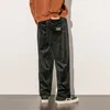 Qnpqyx Nieuwe Japanse stijl Heren Wide Been Pants Corduroy rechte lange broek losse informele flodderige bodem mannelijke zwarte 4xl