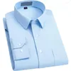 Chemises habillées pour hommes chemise rayée à manches longues coupe ample affaires décontractée sans fer