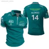 Herrt-shirts mode Aston Martin 2023 F1 Team T-shirts Spanish Racing Driver Fernando Alonso 14 och Stroll 18 överdimensionerade poloshirts M230408