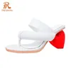 Sandals PRXDONG Brand Genuine Leather Womens Shoes High Heel Open Toe Black Apricot White Flip Flops Dress Party Casual Female 230408