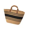 Duffel Bags Female Cotton Knitted Handbag Large Capacity Bag With Hard Handle Simple Striped Storage Travel Tote