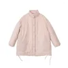 Trench da donna Letterario Cotone Lino Inverno Nude Rosa Maniche staccabili Piumino allentato di media lunghezza Y3360