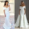 Party Dresses 2 In 1 Detachab Train Sweetheart Off the Shoulder Pat Mermaid Wedding Dress Satin Bridal Gown Sweep Backss robes de soire 0408H23
