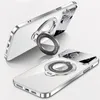 Magnetische beugelhouder Matte case voor iPhone 15 14 Plus 13 12 11 Pro Max met grote glazen lensbescherming Mac Safe Cover