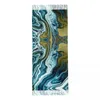 Scarves Blue And Gold Marble Scarf For Women Fall Winter Cashmere Shawls Wrap Abstract Art Long Shawl Evening Dress