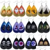 Dangle Chandelier New Halloween Leather Earrings For Women Water Drop Pumpkin Lantern Ghost Hat Skl Eyes Double Layer Sequins Prin Dhb3I