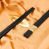 Chopsticks 5 par kinesisk klass Plastlegering Stick Non-Slip återanvändbar för sushi-bordsartiklar