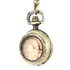 Pocket Watches Fashion Men Women Vintage Quartz Watch Alloy Glass Dome Necklace Pendant Unisex Sweater Chain Clock Gifts