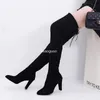 Boots Sexy Women Over The Knee Boots Block High Heels Woman's Long Boots Plus Size 43 Stretch Autumn Shoes Female Thigh High Boots 231108