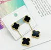 Fashion Vintage 4/four Leaf Clover Desinger Earrings Sier Gold Plated for Women Titanium Stainless Steel Wedding Jewelry Gift