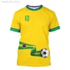 Herr t-shirts 2022 Brasilien Jersey Men's T-shirt Brasiliansk bomull Välj skjorta O Neck Överdimensionerad fotbollslag Casual Streetwear Menkläder M230408