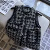 Gilets pour femmes gilet de température femmes Unique tweed sans manches débardeur Ropa Mujer coréen Vintage haut à la mode plaine lâche gilet 27j388 230408