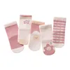 Детские носки 5 пары/партия модных корейских весенних мультфильмов Комфортно хлопковые каваи голубые розовые носки для детей, мальчики, рожденные девочки, 230408