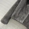 Abrigo de visón 100 hecho a mano de piel sintética de lujo para mujer ropa cálida de invierno 2023 abrigos grises con cuello vuelto a la moda 231108