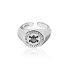Cluster Rings Vintage Silver Color Cartoon Skull Signet Ring For Women Girls Exquisite Lettering Adjustable Hip Hop Punk Party Jewelry