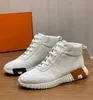 2024 Brand Men High Top Bouncing Sneakers Shoes Calf Leather Mesh Casual Walking Lightweight Skateboard Runner Sole Party Wedding Dress Trainer Hiking With Box