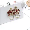 Dangle Chandelier Fashion Bohemian Style Personality Long Earring With Fabric Bow Ribbon Girls Earrings Jewelry Drop Dh45B