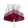 Heren Shorts 2023 Lente/Zomer Nieuwe Rhude Micro Label Borduren Kleurblok Heren Losse Casual Split Shorts 1iz7