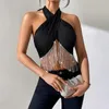 Kostka klubowa dla kobiet w Crinestone Bra Tops Belly Sexy Camis Women Night Club Tassel Bielizna