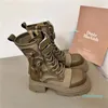 2023-designer nova rua curto salto grosso denim botas femininas zíper lateral moda martin botas sola grossa motocicleta casual meados de manga