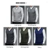 Herenvesten Merk gebreide trui Heren Business Casual Regular Fit Vest Trui Wol Effen Kleur Mouwloze V-hals Kleding