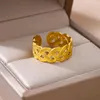 Clusterringen Punk dubbele keten voor vrouwen roestvrijstalen ring goud kleur open brede vinger vintage sieraden bruiloftsfeestjes geschenken
