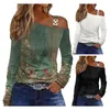 Damesblouses Herfst/Winter Eenvoudige metalen knoop Shirt met lange mouwen Elegant Kantoor Dame Schuine schouderkraag Blouse Dames Tops S-XXL