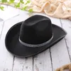 Bérets AvoDovA-Cowboy Hat Femmes Hommes Vintage Feutre Large Bord Western Cowboy Costume Assorti Adolescent Adulte Dress Up Party Game Accessoire