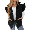 Gilets pour femmes Femmes Gilet Coréen Chic Été Casual Volant Lâche Noir Sans Manches Gilet Veste Printemps Solide Tendance Dames Vêtements 2023