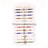 Bracelets de charme 12pcs / Set Turquie Bleu Evil Eye Bracelet Femmes Corde À La Main Chaîne Perles De Cristal Bracelets Fille Anniversaire Bijoux Dhqin