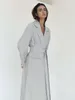 Women's Sleepwear Hiloc Double Pockets Long Robe Dresses Full Sleeves Lapel Elegant Gown 2023 Winter Night Wear For Women Bathrobe Black