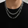 Correntes de aço inoxidável colar de corrente geométrica para homens mulheres moda estilo punk cubano acessórios de jóias