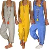 Autumn Summer Women Jumpsuits Solid Color Bibb Övergripande ärmlös rygglös knuten Jumpsuit Dungarees ärmlösa Romper Overalls 22277J