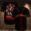 Casual shirts voor heren Halloween Horror Charaters Custom Name Baseball Jersey Shirt 3D Gedrukte heren Hip Hop Tops-66