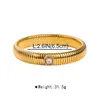 Bangle Luxury Gold Color gängad rostfritt stål Kvinna Inlagd Rhinestone Armband Trending Hip Hop smycken Handprydnad