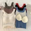 Damen Tanks ITOOLIN Winter Sexy Frauen Kaschmir Warme Camis Mit BH Pad Stricken Dicke Tank Tops Süße Für Plüsch Leibchen