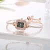 Wristwatches Watch For Women Leisure Fashion Diamond-Encrusted Square Ladies Watches Freely Adjustable Bracelet Womens Reloj Para Mujer