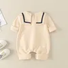 Rompers Spring Born Baby Boy Girl Jumpsuit Game Suit täckt med bomull Långärmad baby jumpsuit född kläder 230408