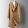 Misto lana da uomo Moda uomo Trench lungo in lana Autunno Inverno Doppio petto Cammello Giacche Cappotto Business casual Chic Giacca a vento 231108