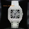 Montre Vvs personnalisée entièrement en diamant avec boîtier en or Hip Hop certifié Gra squelette Couple en acier inoxydable montre Moissanite pour femme