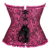 Women's Tanks Women Sexy Floral Corset Vintage Bustier And Corsets Lace Up Boned Lingerie Tops Victorian Clubwear Purple Black Pink White
